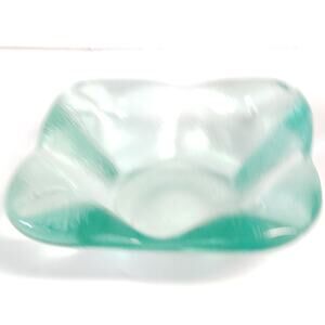 VTG 1960s MCM Mint Green Geode Glass Ashtray 9" Sommerso Style Heavy